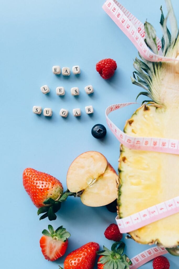 pexels-photo-6942027 A vibrant composition featuring fresh fruits and health-conscious messaging.
